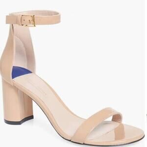 Stuart Weitzman NearlyNude Patent Leather Ankle Strap Heels Size 9.5